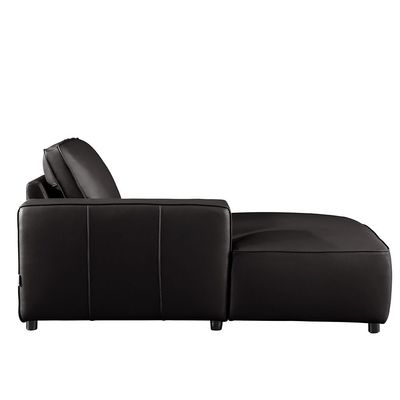 Tokishi Corner Full Leather Sofa - Black