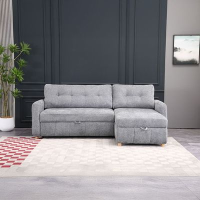 Jaizell Reversible Fabric Corner Sofa Bed With Storage - Grey
