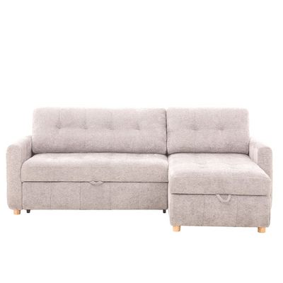 Jaizell Reversible Fabric Corner Sofa Bed With Storage - Beige