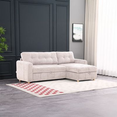 Jaizell Reversible Fabric Corner Sofa Bed With Storage - Beige