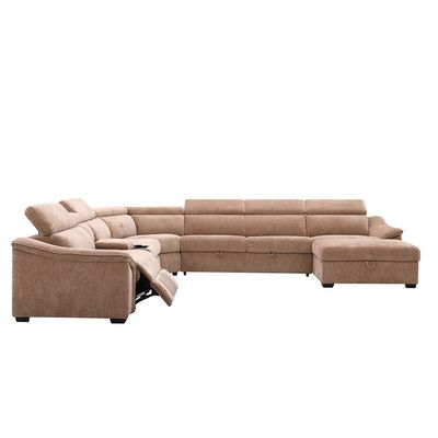 Icon Sectional Corner Fabric  Sofa W/ Wireless Charger - Mocha
