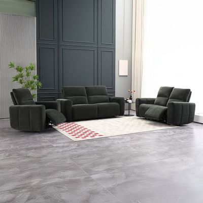 Quantum 3+2+1 Seater Fabric Power Motion Recliner Set- Grey