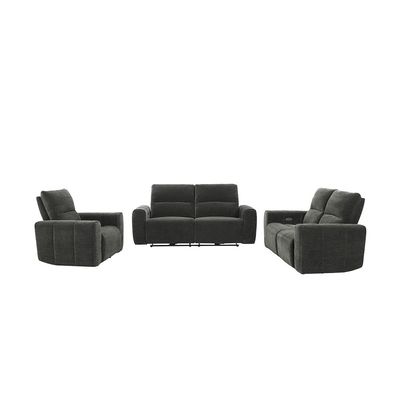 Quantum 3 Seater Fabric Power Motion Recliner- Grey