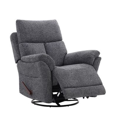 Ezmir Manual Fabric Recliner W/ Glider + Swivel -Grey