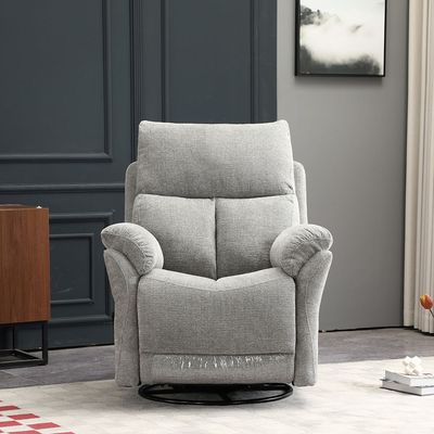 Ezmir Manual Fabric Recliner W/ Glider + Swivel - Silver