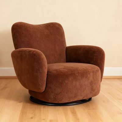 Grizel 1 Seater Fabric Swivel Chair - Brown