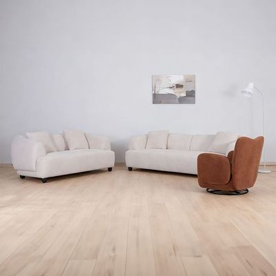 Grizel 3 Seater Fabric Sofa - Beige