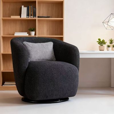 Lucio 1 Seater Fabric Swivel Chair - Black