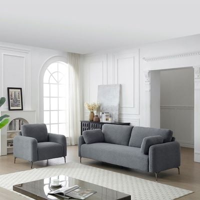 Younes 3+1 Seater Fabric Sofa Set- Grey