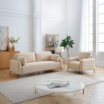 Younes 3+1 Seater Fabric Sofa Set - Beige