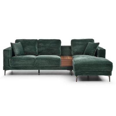 Urvi Fabric Right Corner Sofa - Green