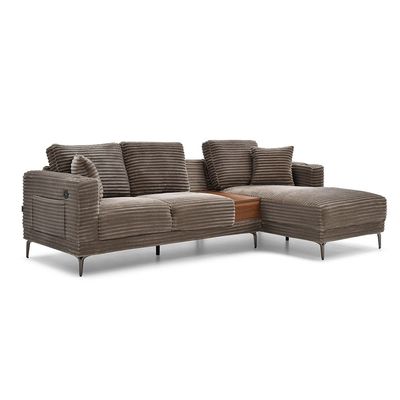Urvi Fabric Right Corner Sofa - L.Grey