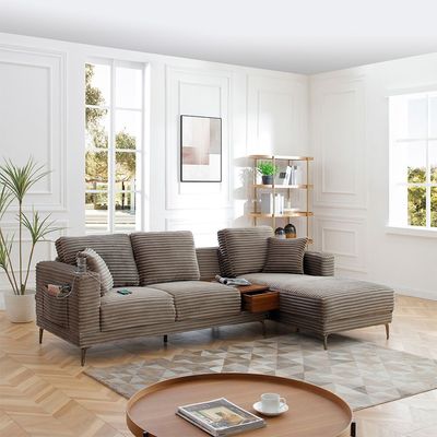 Urvi Fabric Right Corner Sofa - L.Grey
