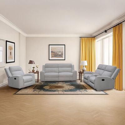 Gardy 3+2+1 Seater Fabric Recliner Set- Light Grey