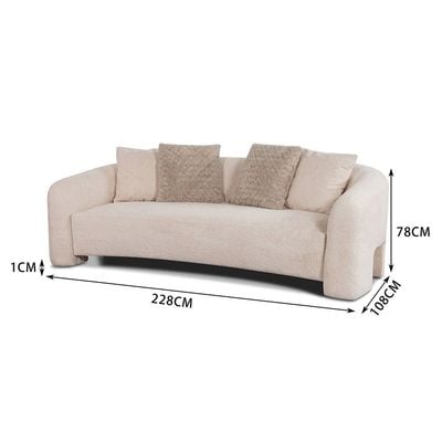Zairah 3 Seater Fabric Sofa - Beige
