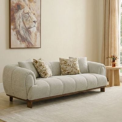 Wade 3 Seater Fabric Sofa-Beige/Brown