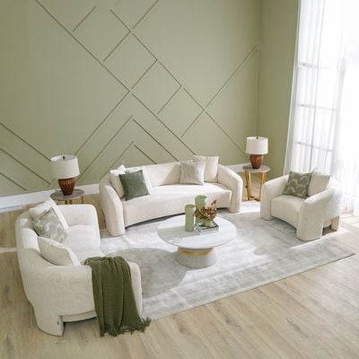 Zairah 3+2+1 Seater Fabric Sofa Set-Beige
