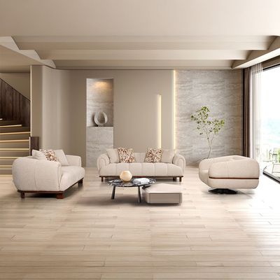 Wade 3+2+1 Seater Fabric Sofa Set - Beige/Brown