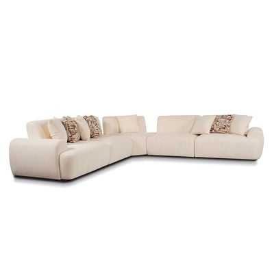 Emmett Sectional Corner Fabric Sofa -Beige/Brown