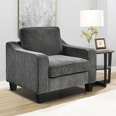 Rocco 1 Seater Fabric Sofa - Dark Grey