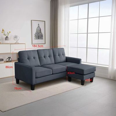 Lexi Corner Fabric Sofa - Grey