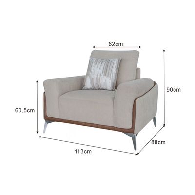 Furniqo 1 Seater Fabric Sofa - Light Khaki
