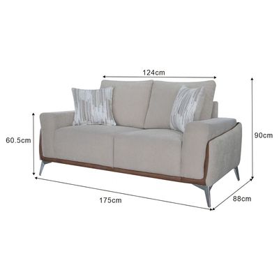 Furniqo 2 Seater Fabric Sofa - Light Khaki