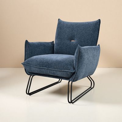 Javon  1 Seater Fabric Sofa - Blue