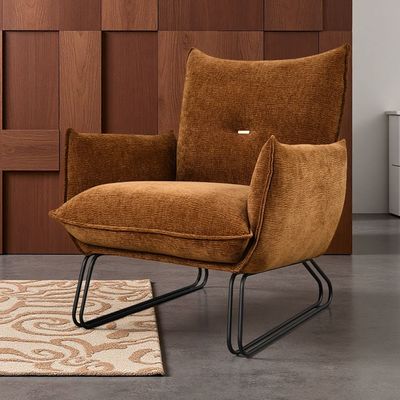 Javon  1 Seater Fabric Sofa - Rust
