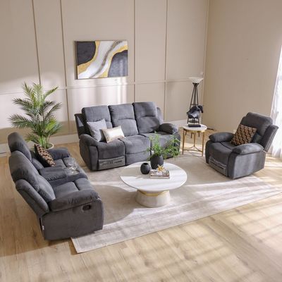 Kaila 3+2+1 Seater Fabric Recliner Set - Grey