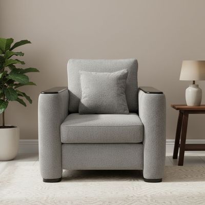 Seville 1 Seater Fabric Sofa - Ash Grey