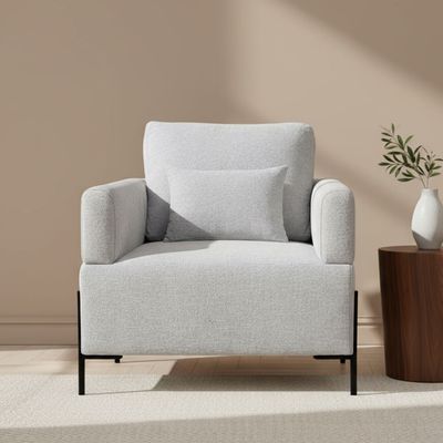 Cordoba 1 Seater Fabric Sofa - Light Grey