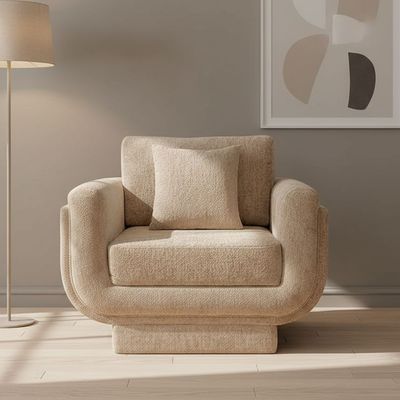 Mauna 1 Seater Fabric Sofa - Light Brown