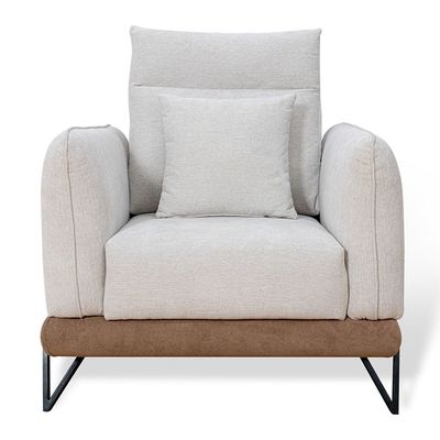 Mallorca 1 Seater Fabric Sofa - Light Grey/Brown
