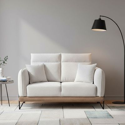 Mallorca 2 Seater Fabric Sofa - Light Grey/Brown