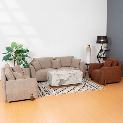 Hanalei 3 Seater Fabric Sofa - Brown