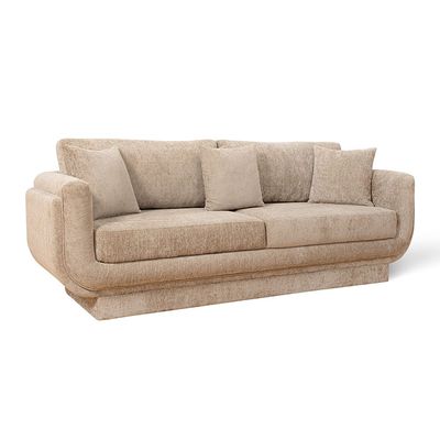 Mauna 3 Seater Fabric Sofa - Light Brown
