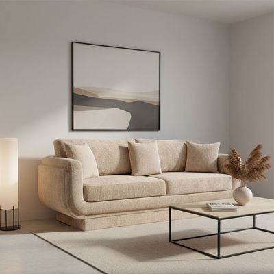 Mauna 3 Seater Fabric Sofa - Light Brown