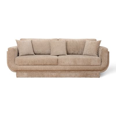 Mauna 3 Seater Fabric Sofa - Light Brown