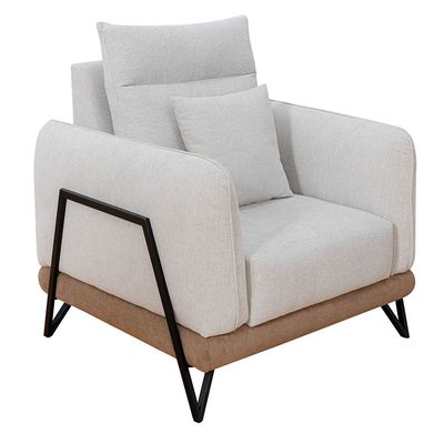 Mallorca 3+2+1 Seater Fabric Sofa Set - Light Grey/Brown