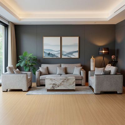 Seville 3+2+1 Seater Fabric Sofa Set - Ash Grey