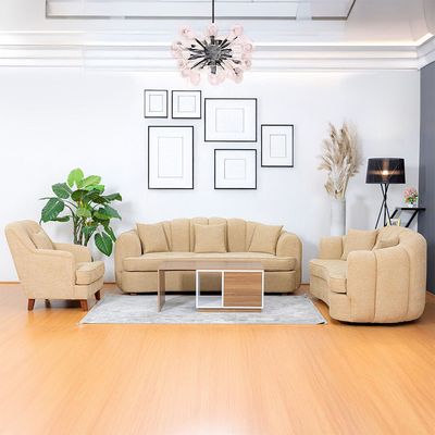 Steeva 3+2+1 Seater Fabric Sofa Set - Camel