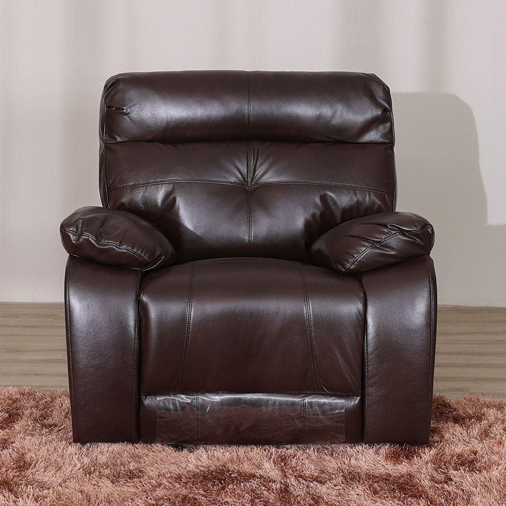 Brown leather store recliner