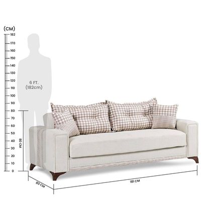 Krist 3 Seater Fabric Sofa - Beige