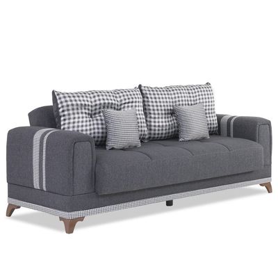 Krist 3 Seater Fabric Sofa - Dark Grey