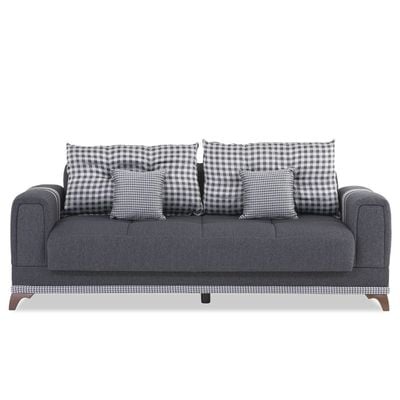 Krist 3 Seater Fabric Sofa - Dark Grey