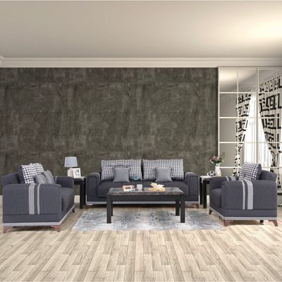 Krist 3 Seater Fabric Sofa - Dark Grey