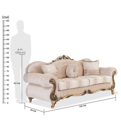 Maxiin 3 Seater Classic Fabric Sofa - Beige