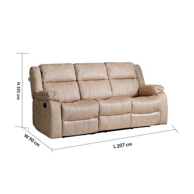 Aegon 6-Seater Push Back Recliner Set - Beige - With 2-Year Warranty