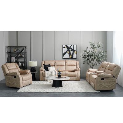 Aegon 6-Seater Push Back Recliner Set - Beige - With 2-Year Warranty